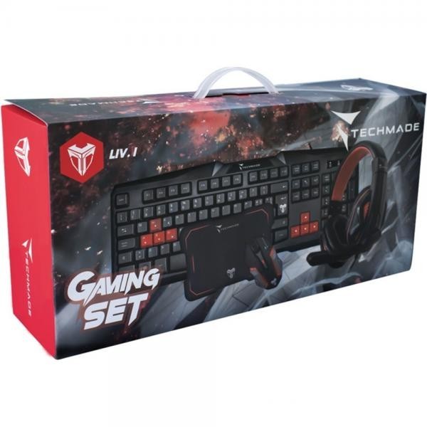 Gaming Set Techmade 4 in 1 Tastiera,cuffie,mouse,tappetino