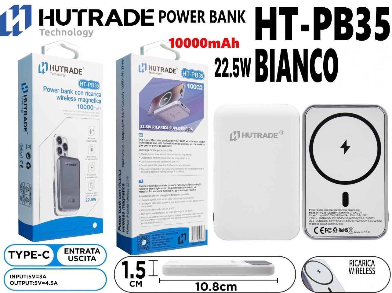 POWERBANK RICARICA WIRELESS 10000 mAh 22.5W BIANCO