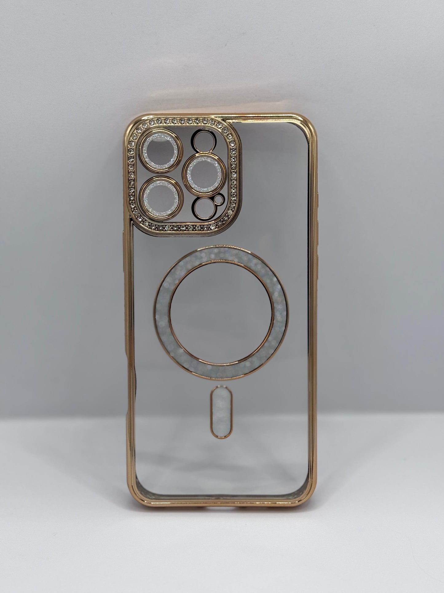 COVER IPHONE MAGSAFE BRILLANTINATA GOLD