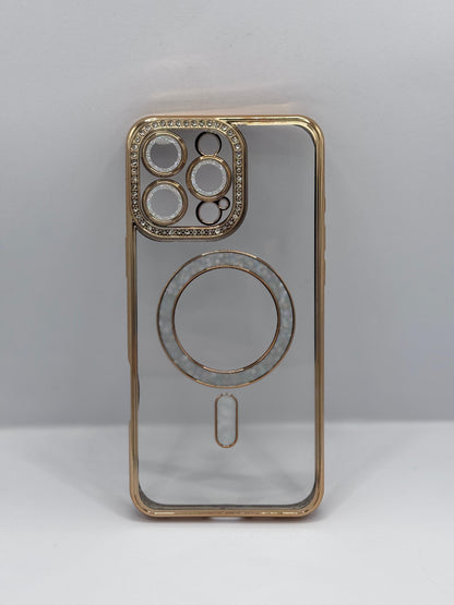 COVER IPHONE MAGSAFE BRILLANTINATA GOLD