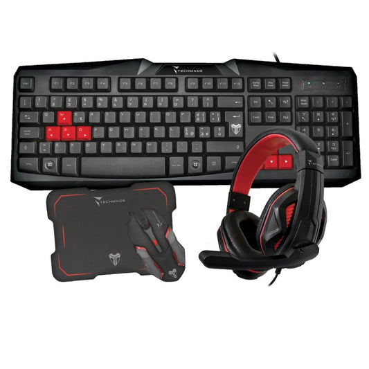 Gaming Set Techmade 4 in 1 Tastiera,cuffie,mouse,tappetino