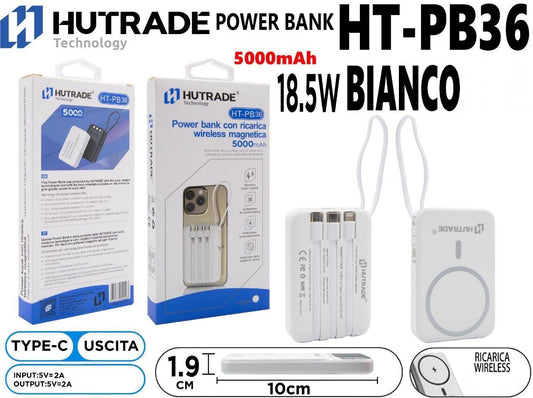 POWERBANK RICARICA WIRELESS 5000mAh 18.5W BIANCO