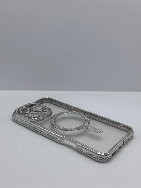 COVER IPHONE MAGSAFE BRILLANTINATA SILVER