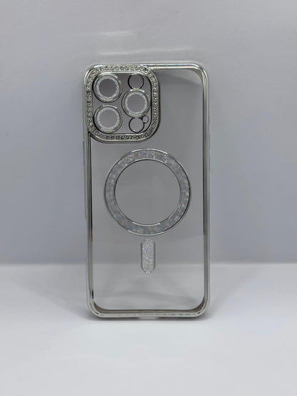 COVER IPHONE MAGSAFE BRILLANTINATA SILVER