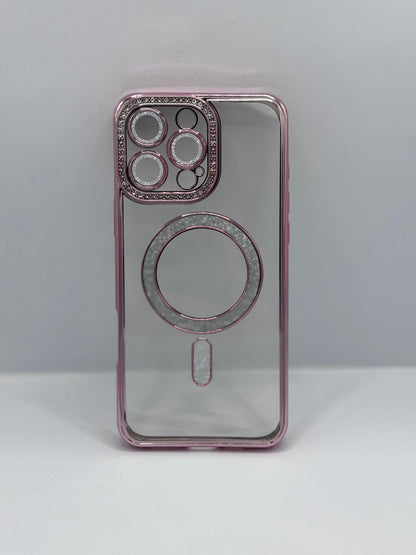 COVER IPHONE MAGSAFE BRILLANTINATA ROSE