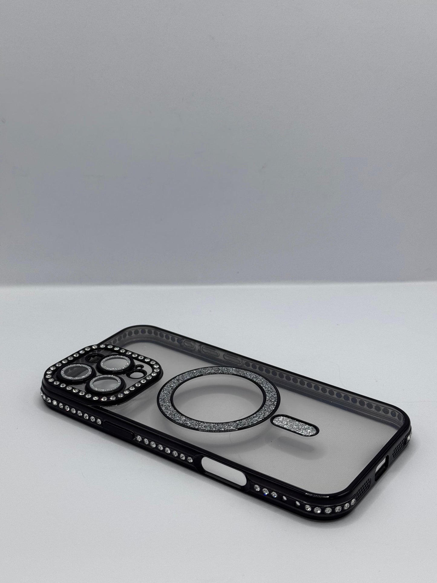 COVER IPHONE MAGSAFE BRILLANTINATA BLACK
